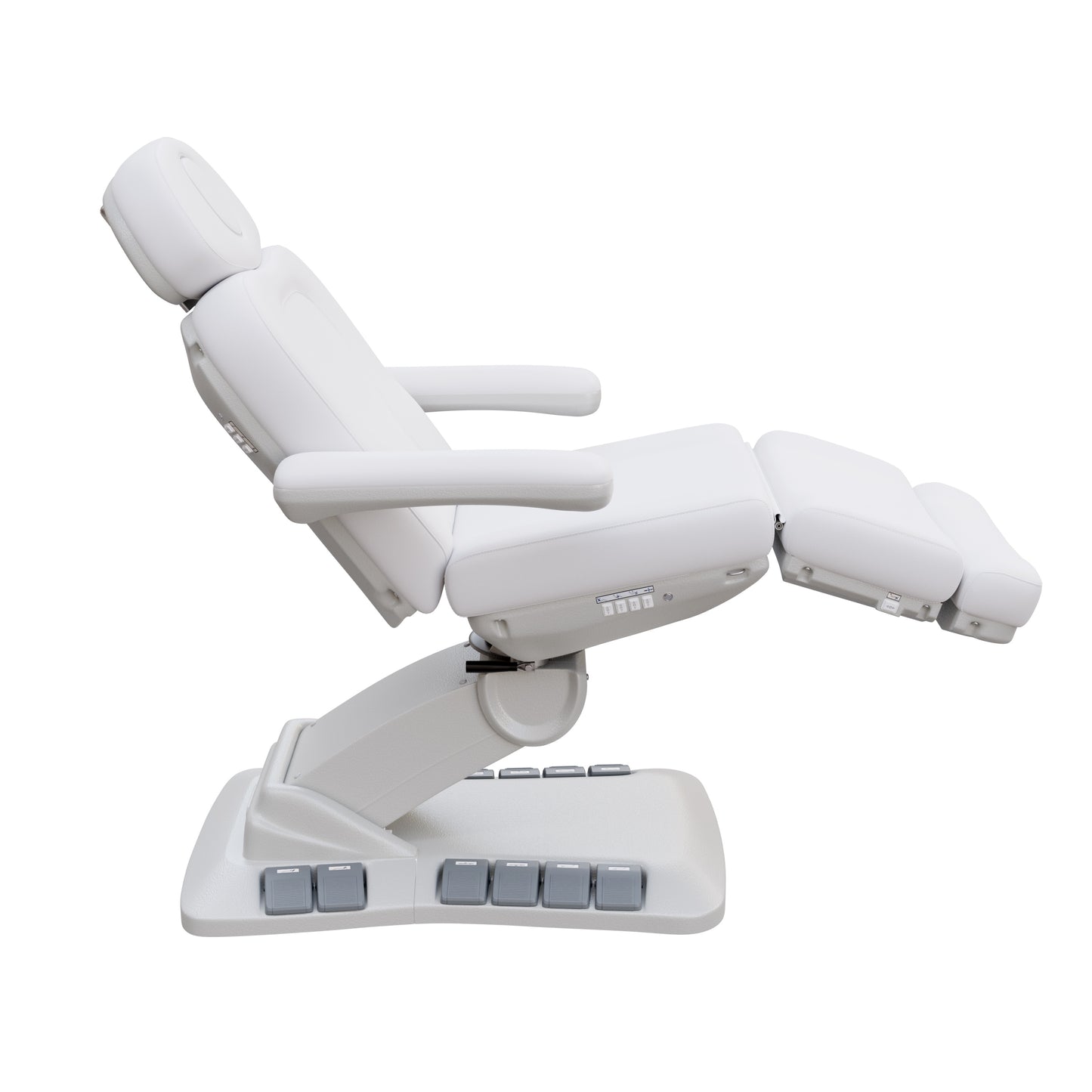 Spa Numa SWIVEL DELUXE 4 motor electric treatment chair with 120° rotation, built-in foot pedals, extendable headrest with facial hole, and vegan leather upholstery—ideal for esthetic procedures, outpatient surgery, and medspa treatments.