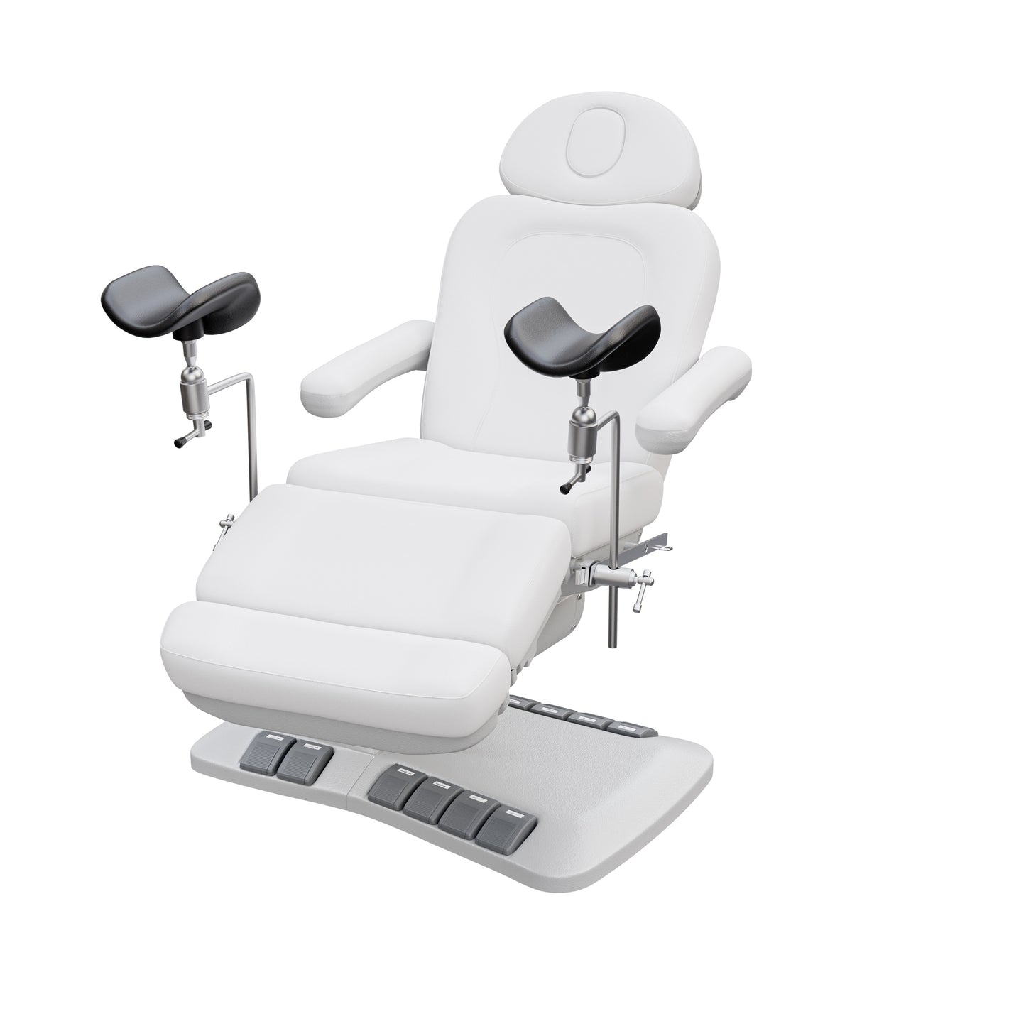 Spa Numa OB-GYN Swivel Deluxe 4-motor electric treatment chair with stirrups, 120° rotation, vegan leather upholstery, and memory remote for gynecology and aesthetic procedures.