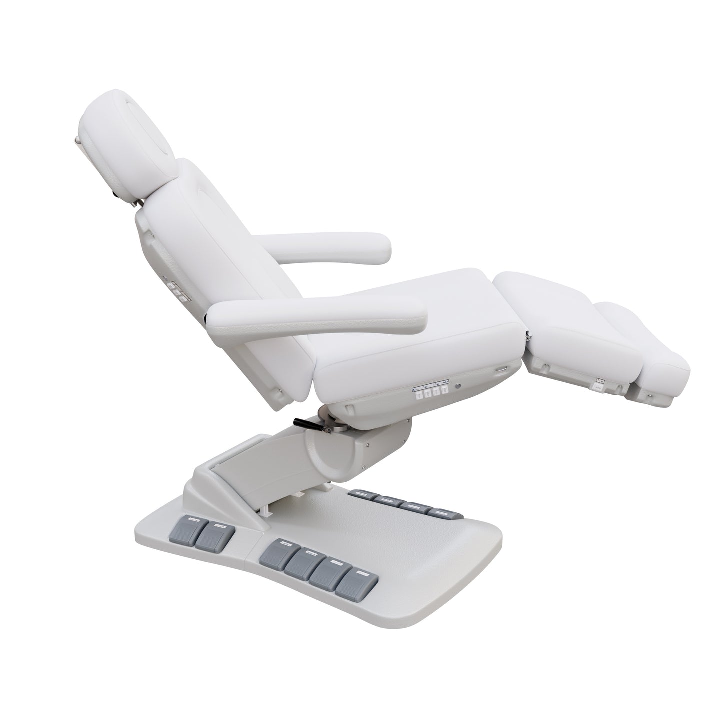 Spa Numa SWIVEL DELUXE 4 motor electric treatment chair with 120° rotation, built-in foot pedals, extendable headrest with facial hole, and vegan leather upholstery—ideal for esthetic procedures, outpatient surgery, and medspa treatments.