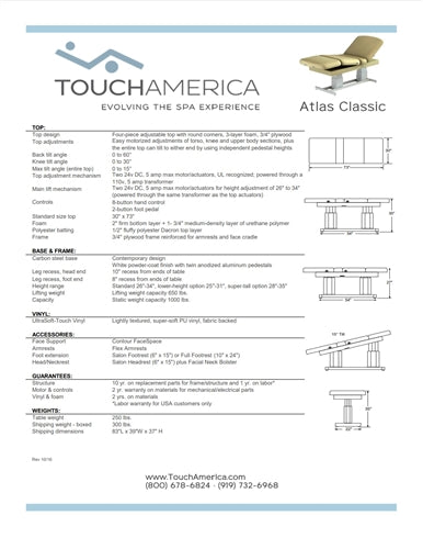TouchAmerica Atlas Classic Dual-Pedestal Treatment Table Information