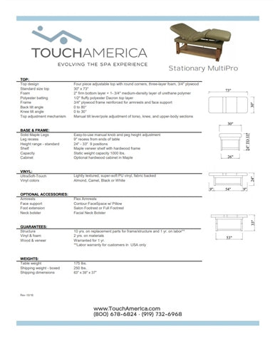 TouchAmerica Stationary Multi-Pro Information