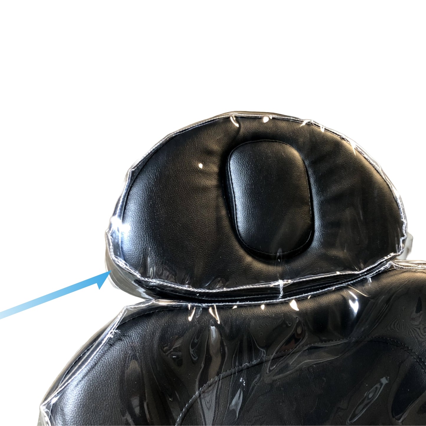 clear vinyl headrest cover on spa numa treatment chair transparent protection
