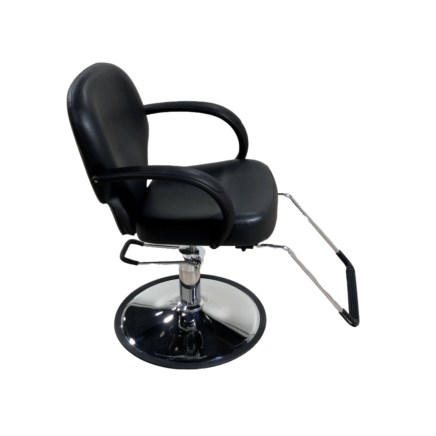 Luxury black styling chair for salons with padded comfort and sleek design