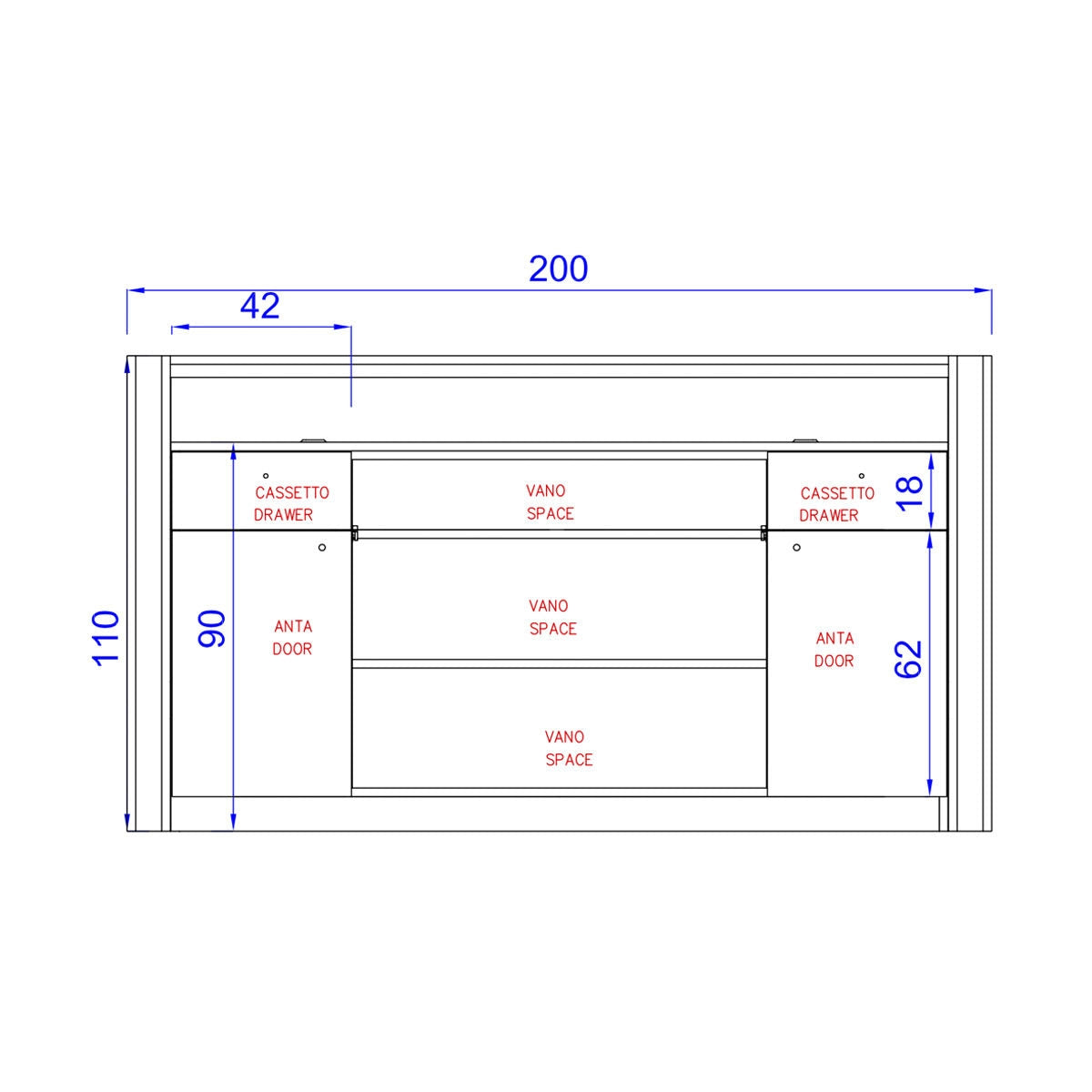 Alzira 200 Reception Desk Drawing