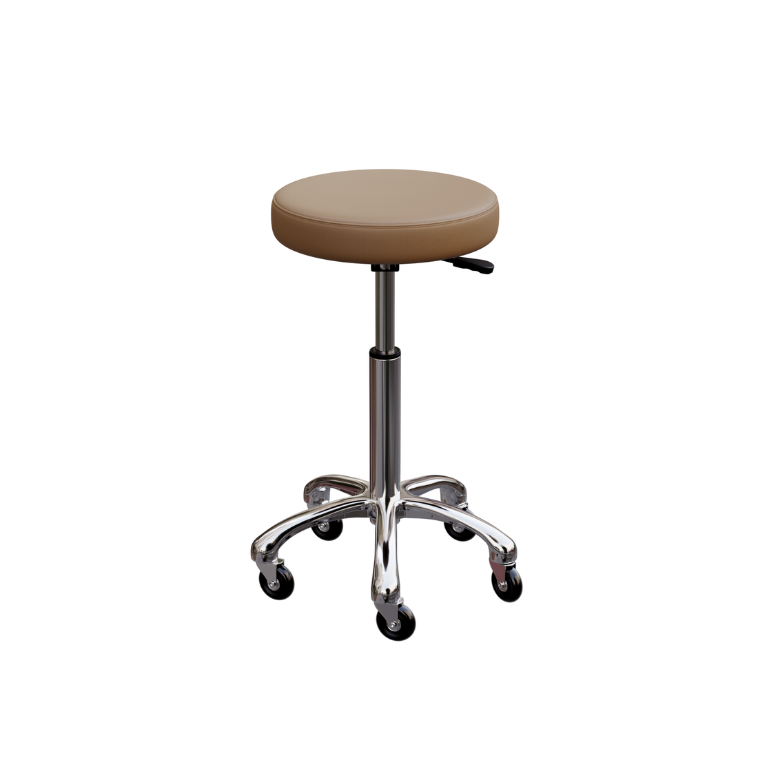 Spa Numa BUTTON 1023A stool in Sand with a round seat and a metal caster base.