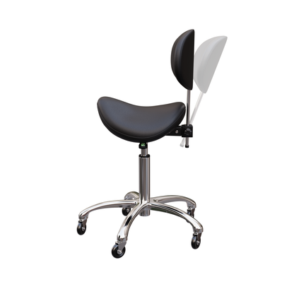 Spa Numa LOLA Saddle Stool with Backrest and Metal Base - 1025 - Black