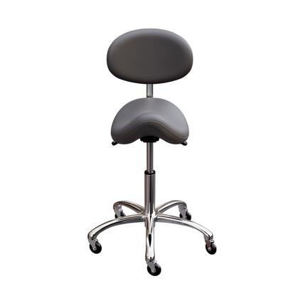 Spa Numa LOLA Saddle Stool with Backrest and Metal Base - 1025 - Gray