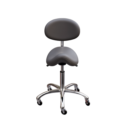 Spa Numa LOLA Saddle Stool with Backrest and Metal Base - 1025 - Gray