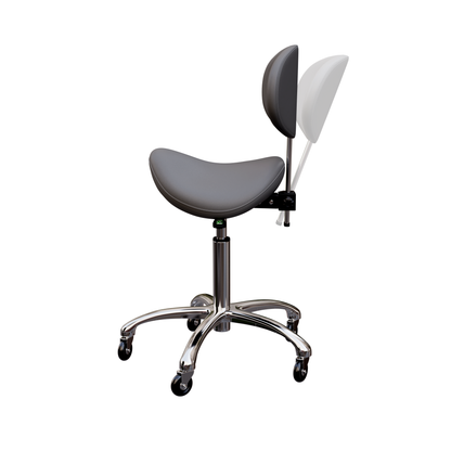 Spa Numa LOLA Saddle Stool with Backrest and Metal Base - 1025 - Gray