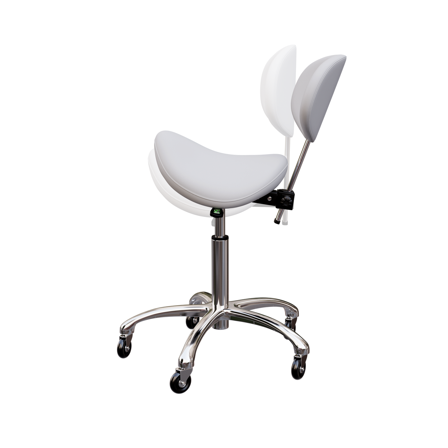 Spa Numa LOLA Saddle Stool with Backrest and Metal Base - 1025 - Silver