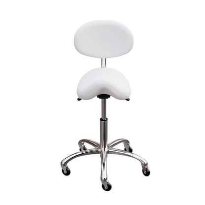 Spa Numa LOLA Saddle Stool with Backrest and Metal Base - 1025 - White