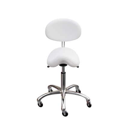 Spa Numa LOLA Saddle Stool with Backrest and Metal Base - 1025 - White