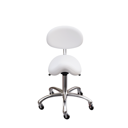 Spa Numa LOLA Saddle Stool with Backrest and Metal Base - 1025 - White