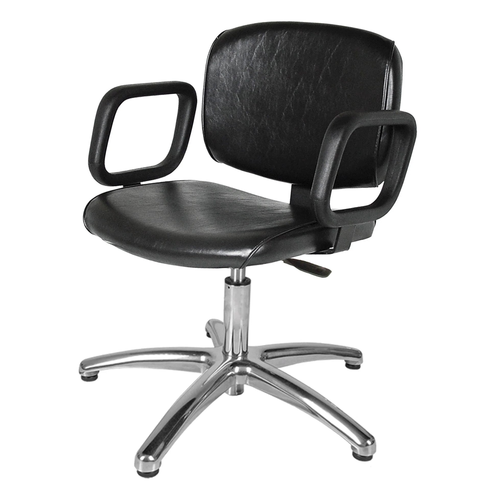 Collins-QSE Lever-Control Shampoo Chair with cushioned black upholstery and side lever for smooth reclining during shampoo services