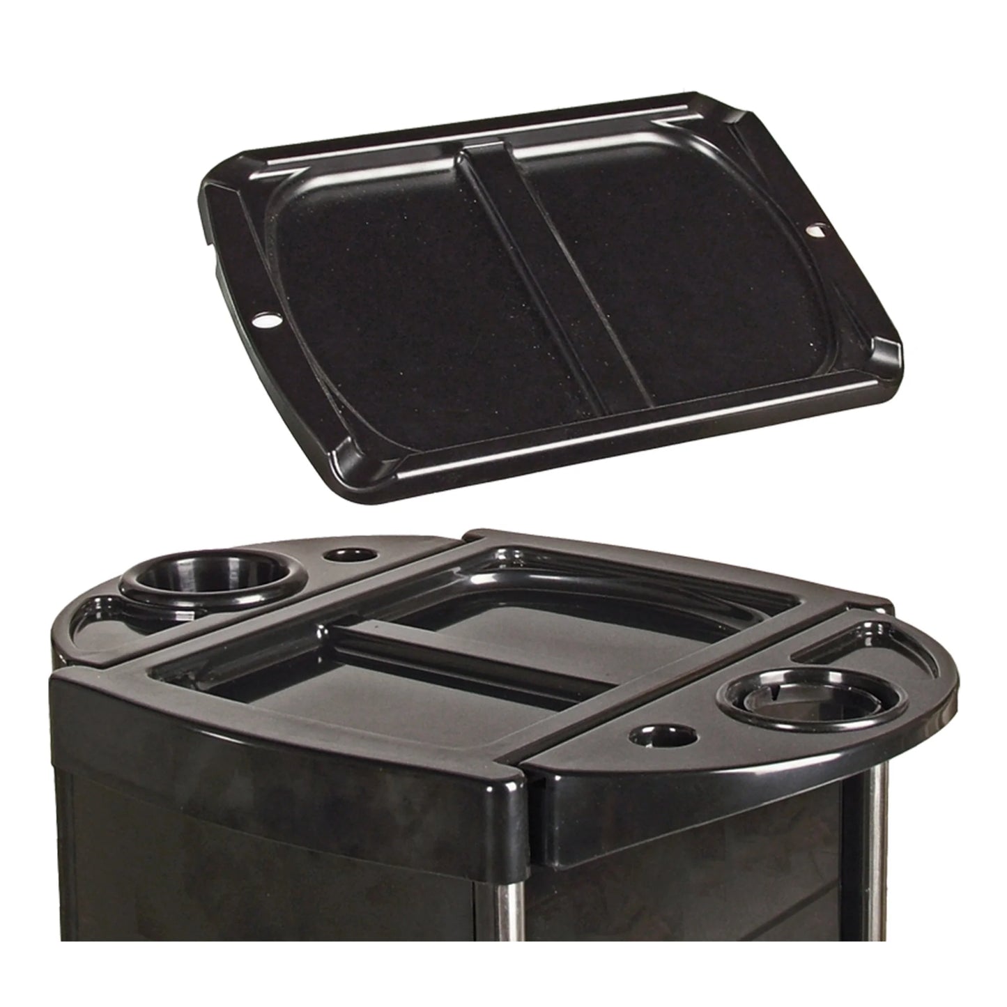 Front view of Collins San Francisco Trolley featuring caster wheels and durable construction for mobile salon use.