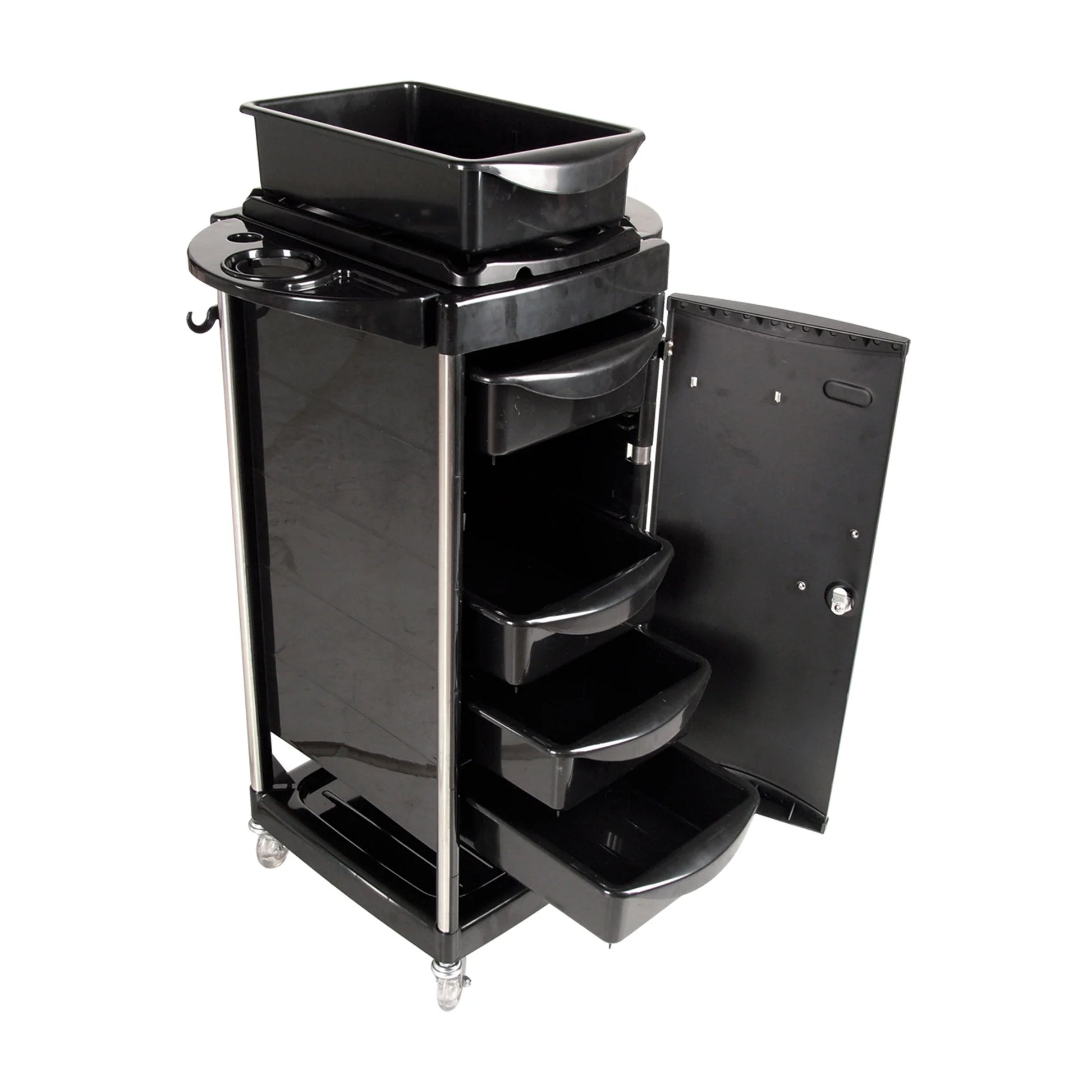 Collins San Francisco Trolley with multiple drawers and shelves for organizing salon tools and supplies.