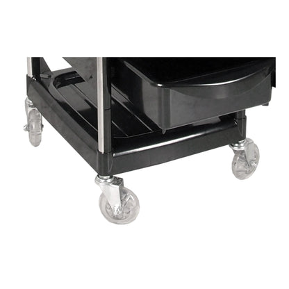 Collins San Francisco Trolley featuring rolling base, multiple storage drawers, and top surface for salon tools and equipment.