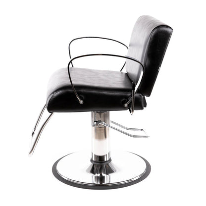 Black and gray salon chair on a white background