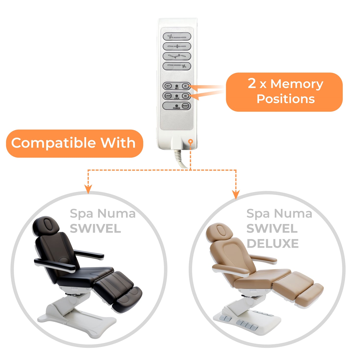 Accessory: Memory Hand Remote Corded - Compatible with Spa Numa SWIVEL / SWIVEL DELUXE - 2246B 2246EB - A:2246B-EB-MEMORY
