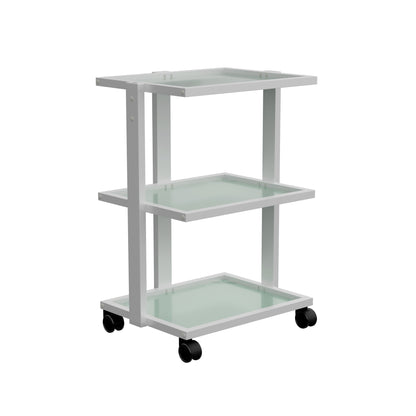 Spa Numa ABEL Beauty Trolley with 3 Tier Tempered Glass Shelves – Professional Spa and Salon Equipment Cart with Magnifying Lamp Insertion Hole
