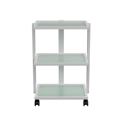 Spa Numa ABEL Beauty Trolley with 3 Tier Tempered Glass Shelves – Professional Spa and Salon Equipment Cart with Magnifying Lamp Insertion Hole
