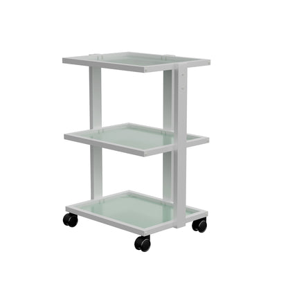 Spa Numa ABEL Beauty Trolley with 3 Tier Tempered Glass Shelves – Professional Spa and Salon Equipment Cart with Magnifying Lamp Insertion Hole