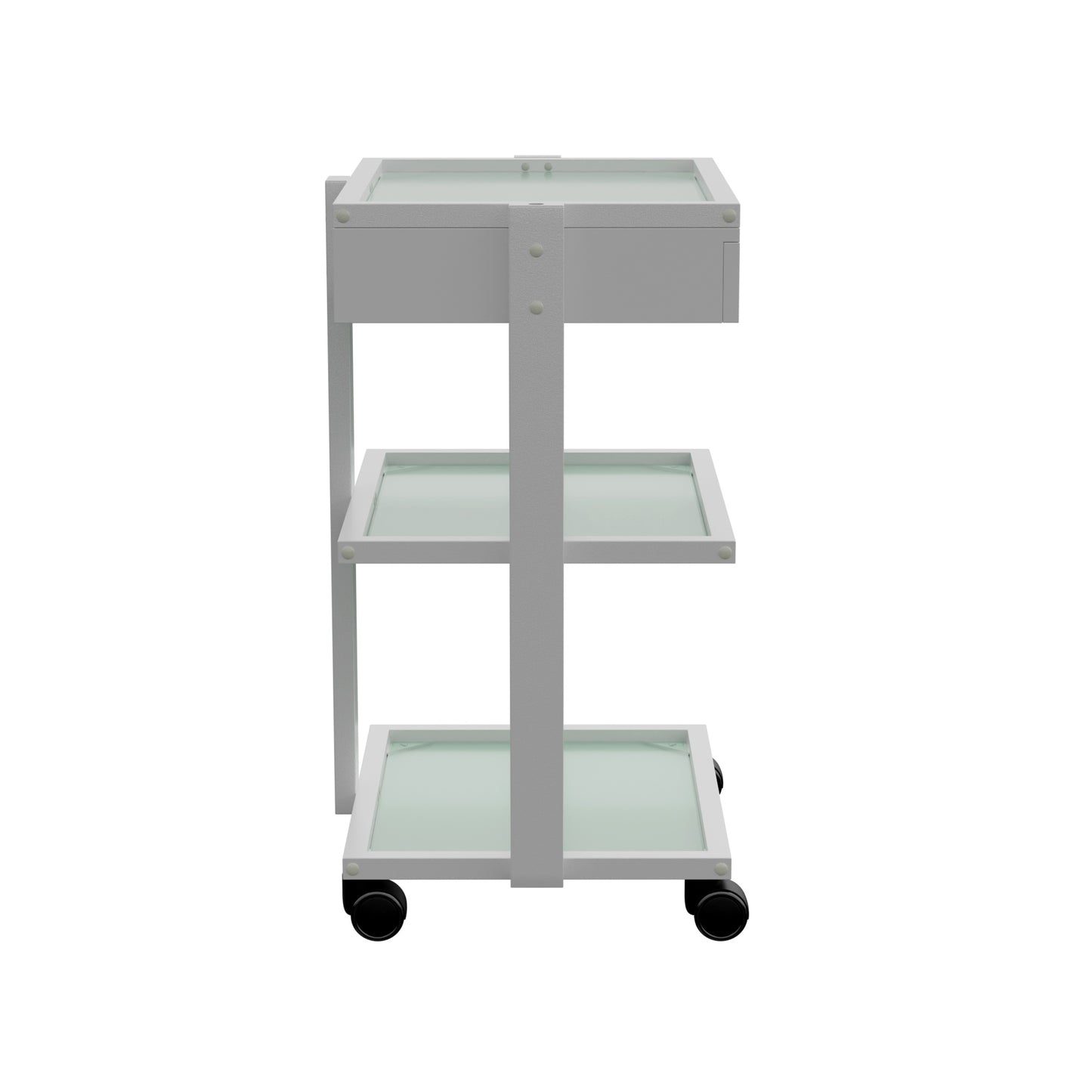 Spa Numa ABEL DELUXE White Beauty Trolley with Locking Drawer and 3 Tempered Glass Shelves – Mobile Spa Cart with Magnifying Lamp Holder and Caster Wheels