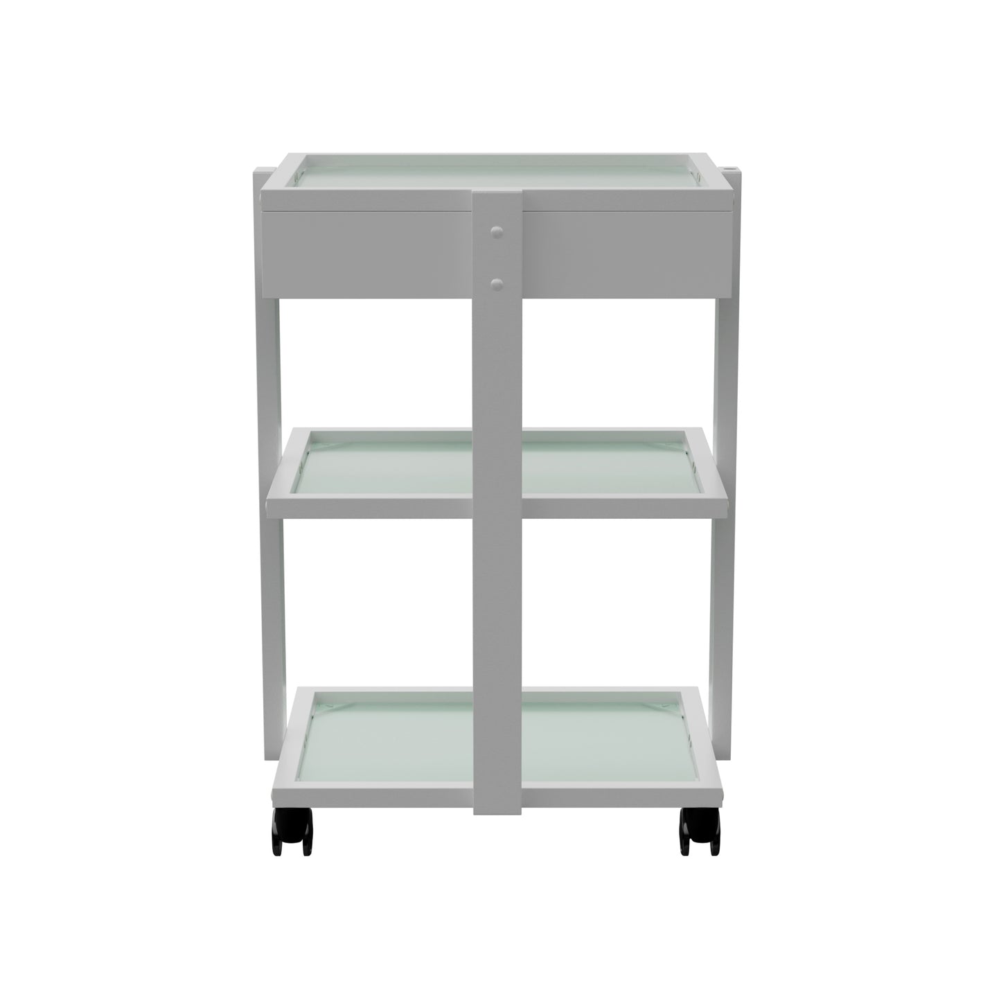 Spa Numa ABEL DELUXE White Beauty Trolley with Locking Drawer and 3 Tempered Glass Shelves – Mobile Spa Cart with Magnifying Lamp Holder and Caster Wheels