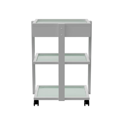 Spa Numa ABEL DELUXE White Beauty Trolley with Locking Drawer and 3 Tempered Glass Shelves – Mobile Spa Cart with Magnifying Lamp Holder and Caster Wheels