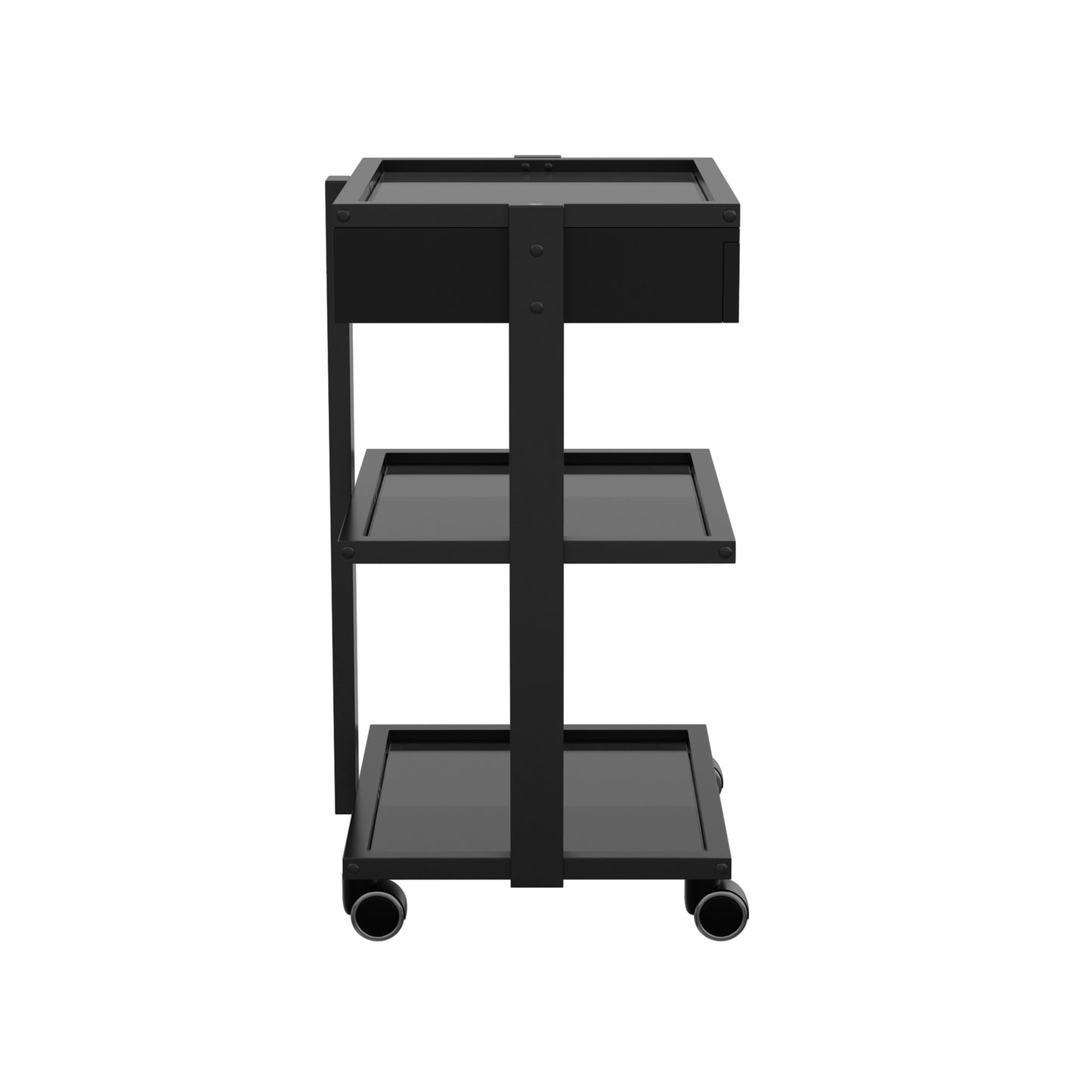 Spa Numa ABEL DELUXE Beauty Trolley with Locking Drawer and 3 Black Tempered Glass Shelves – Mobile Spa Cart for Salons with Caster Wheels and Magnifying Lamp Holder