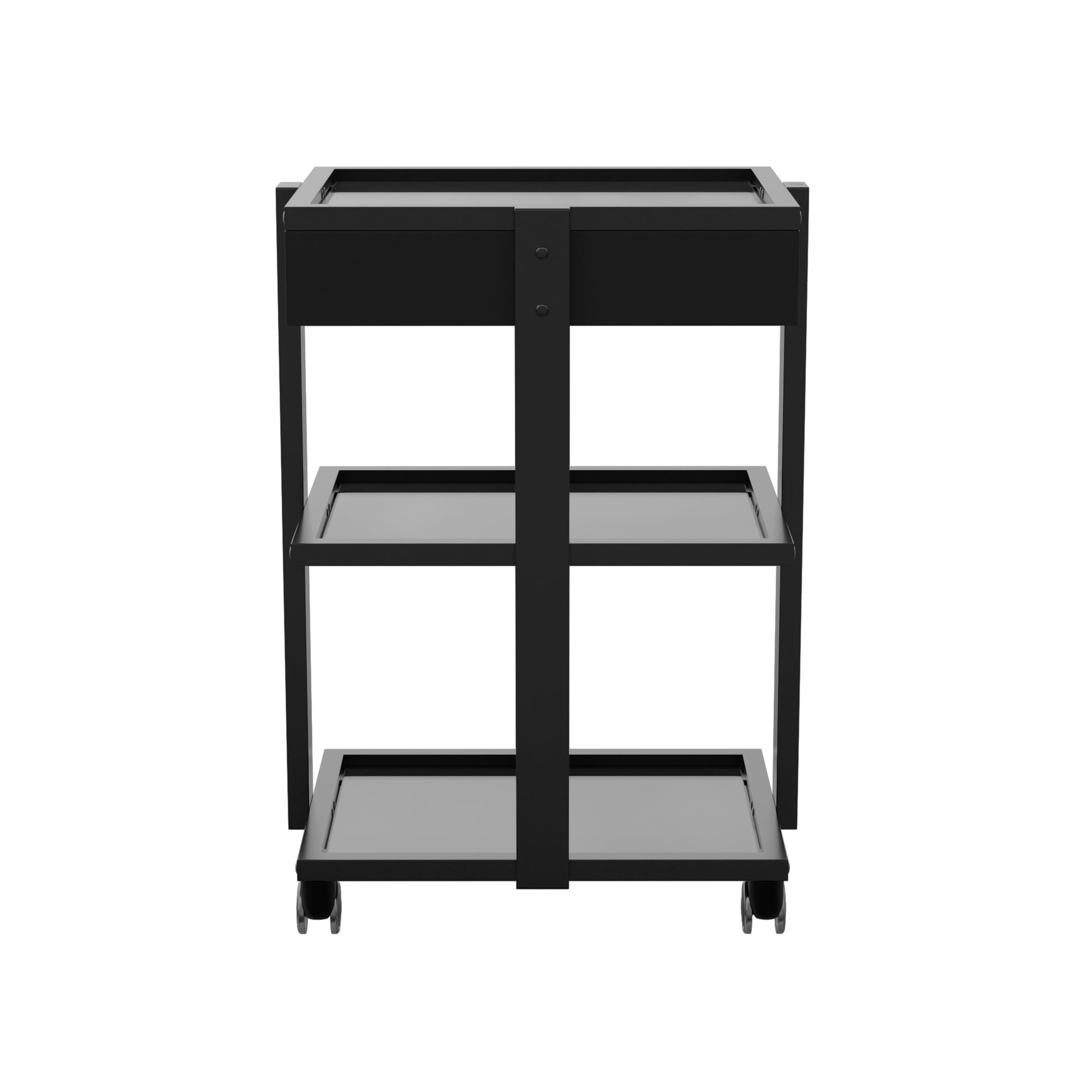 Spa Numa ABEL DELUXE Beauty Trolley with Locking Drawer and 3 Black Tempered Glass Shelves – Mobile Spa Cart for Salons with Caster Wheels and Magnifying Lamp Holder