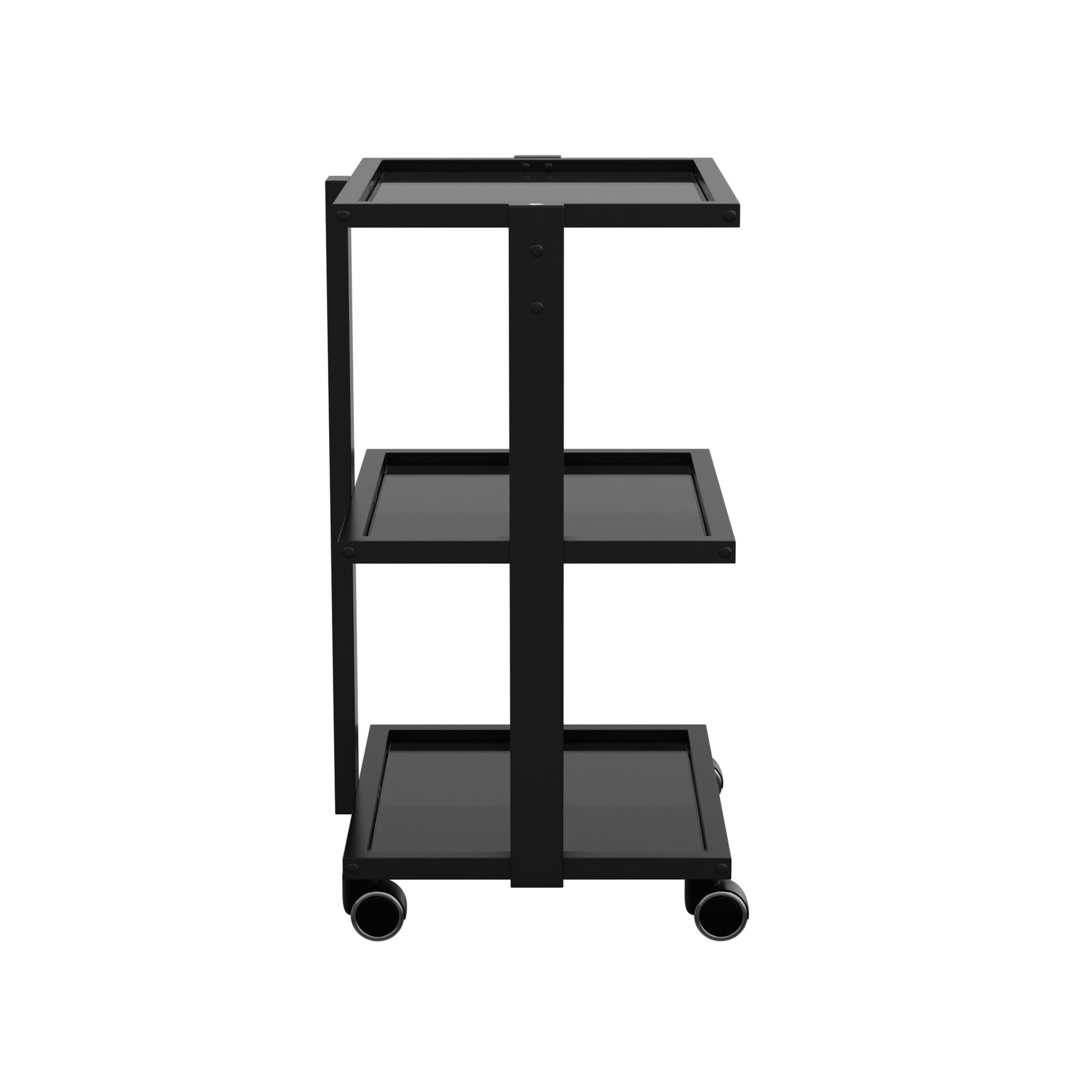 Spa Numa ABEL Black Beauty Trolley with 3 Tempered Glass Shelves – Salon and Spa Storage Cart with Magnifying Lamp Holder