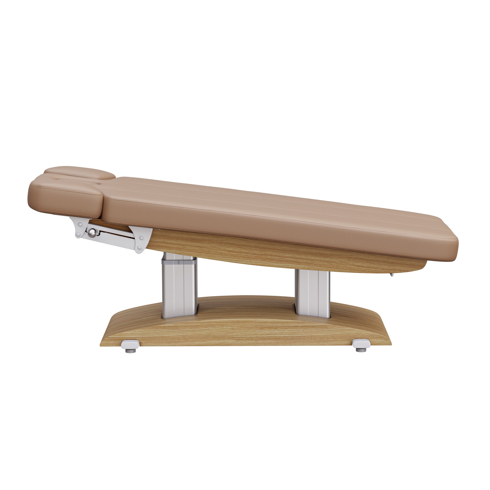 Spa Numa BLISS 4 motor electric massage and treatment bed with wood base, adjustable armrests and headrest with breathing hole, polyurethane upholstery, and Trendelenburg function—ideal for luxury spa and wellness treatments.
