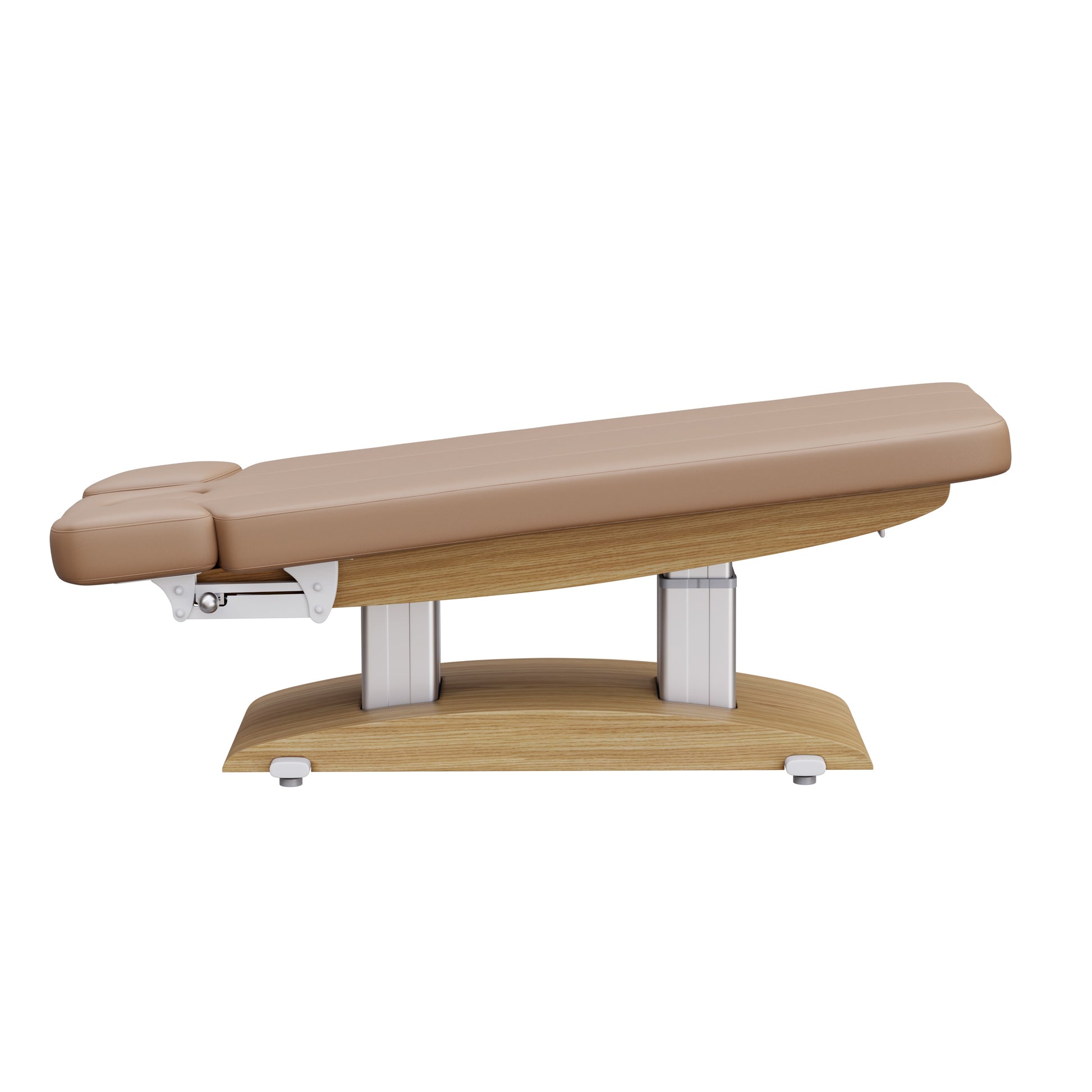 Spa Numa BLISS 4 motor electric massage and treatment bed with wood base, adjustable armrests and headrest with breathing hole, polyurethane upholstery, and Trendelenburg function—ideal for luxury spa and wellness treatments.