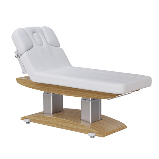 Spa Numa BLISS luxury 4 motor electric massage and treatment bed with wood base, adjustable headrest and armrests, breathing hole, and polyurethane upholstery—perfect for spa, wellness, and body therapy treatments.
