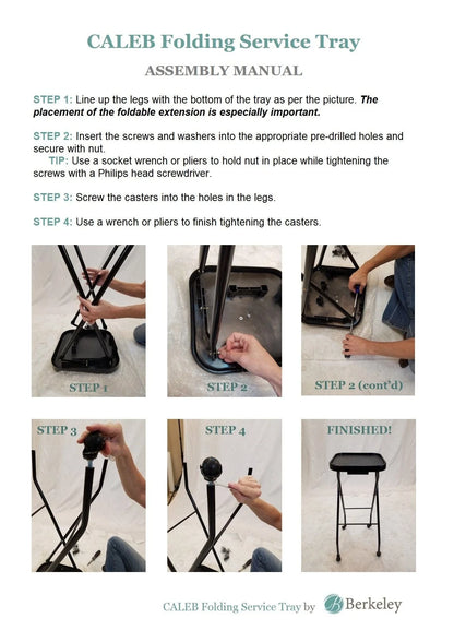 AYC Caleb Service Tray Assembly Manual