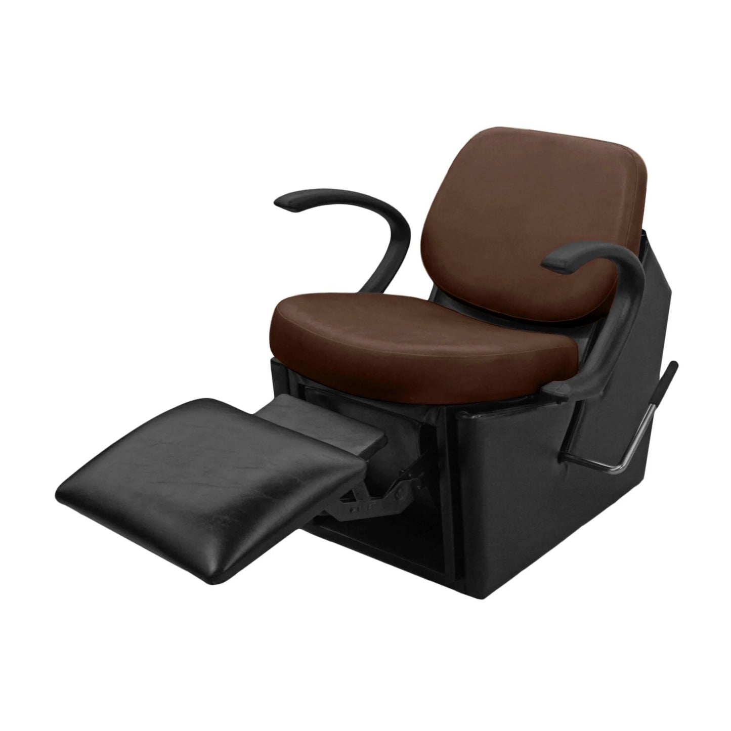 Side view of Collins Massey 59 Electric Shampoo Chair showing padded armrests, ergonomic backrest, and electric height and tilt adjustment.
