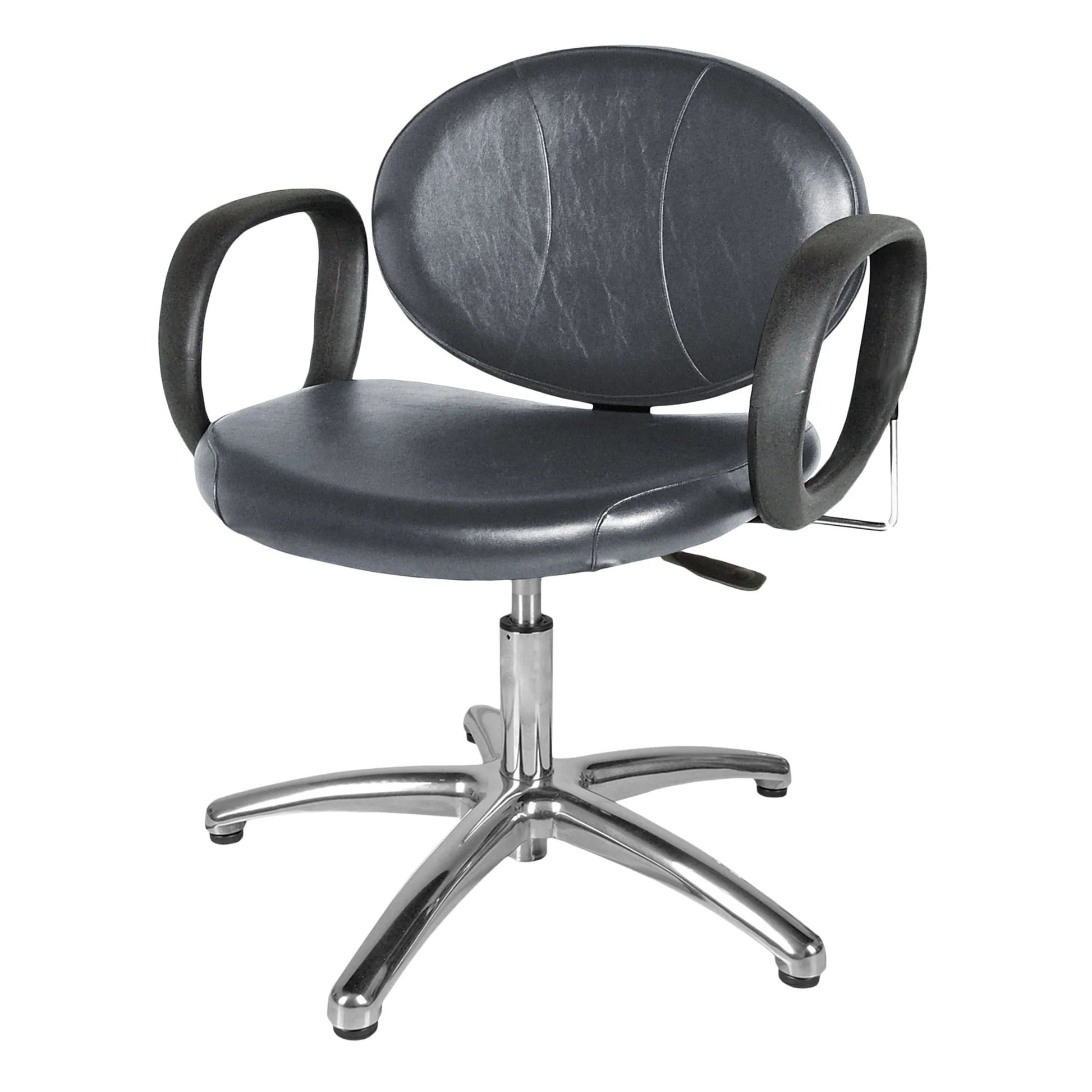 Collins Berra Lever-Control Shampoo Chair with cushioned black upholstery and side lever for smooth, adjustable reclining during shampoo services