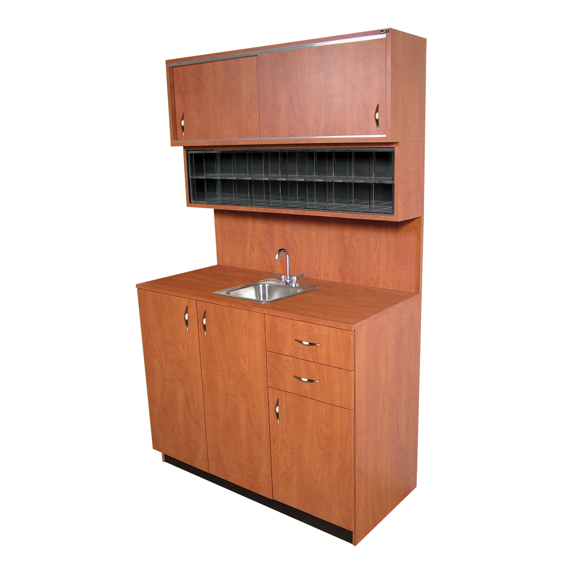 Collins Cameo color center available in six sizes, featuring a modern design with clean lines and organized storage.