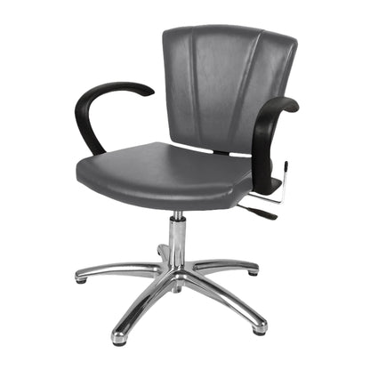 Collins Sean Patrick Lever-Control Shampoo Chair with black cushioned upholstery and side lever for smooth reclining during shampoo services.