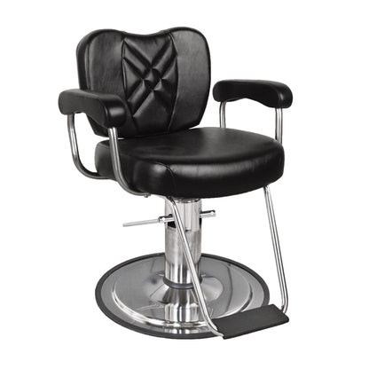 Collins METRO Barber Chair in full-service setup, highlighting its sturdy build, comfort padding, and traditional barber style.