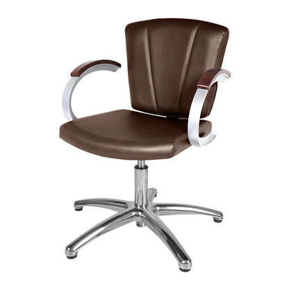Side view of Collins Vanelle SA Shampoo Chair featuring padded armrests, smooth recline, and ergonomic client support.