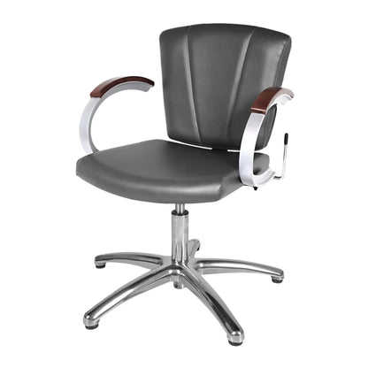 Vanelle SA Lever-Control Shampoo Chair with cushioned black upholstery and reclining lever mechanism designed for shampoo bowl use