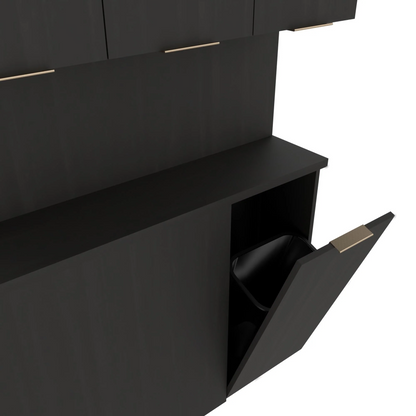 Aspen backbar storage cabinet with metal legs, 48-inch model featuring spacious storage and a modern professional salon design.