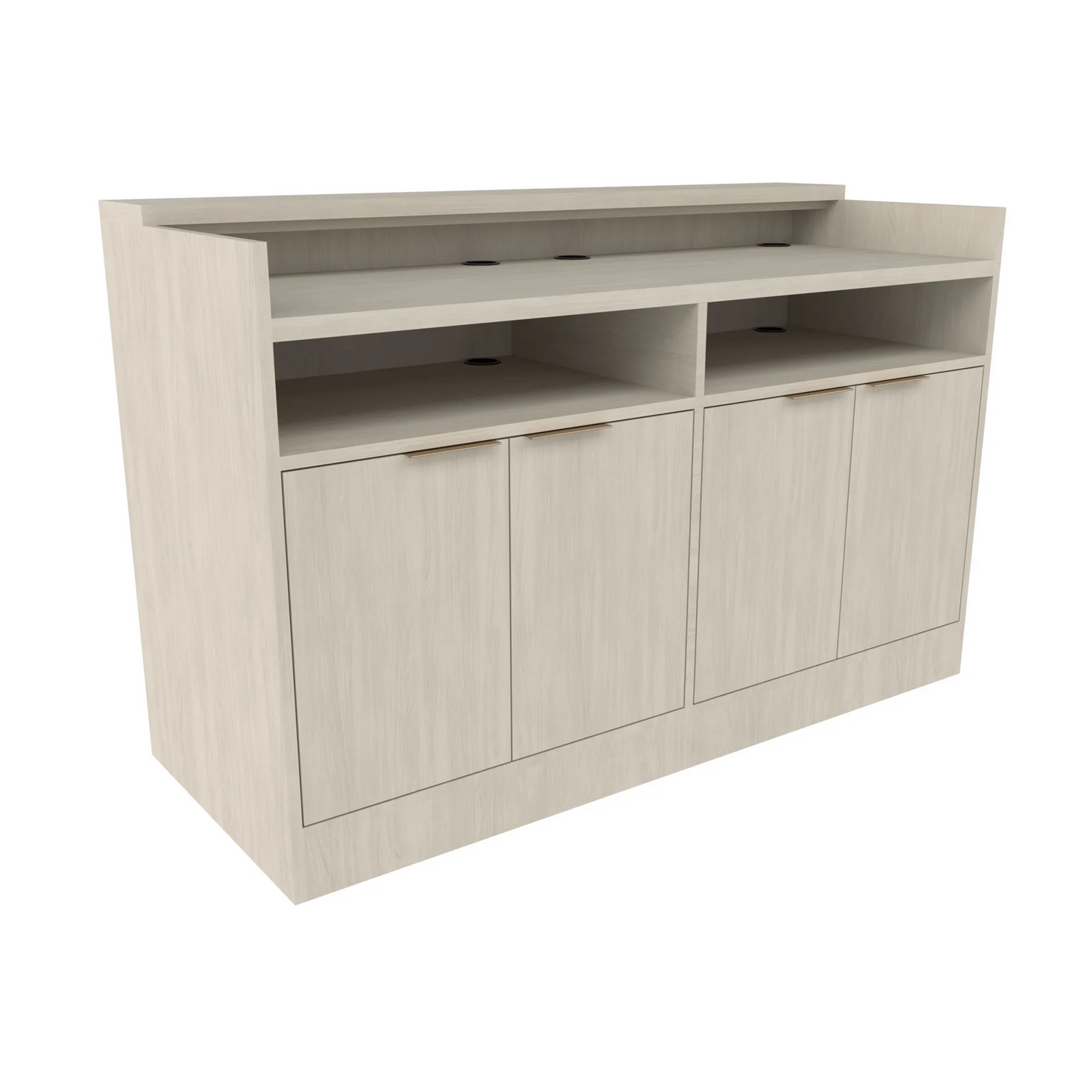 Collins Nico reception desk with LED accent lighting, featuring clean lines and a modern professional design for salon front desks.