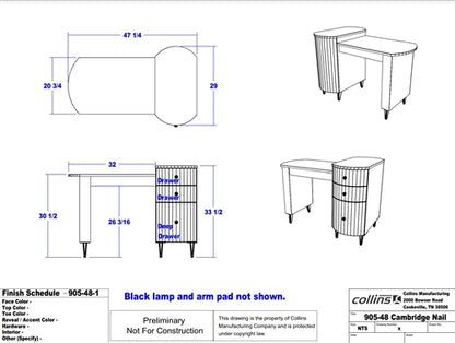 Collins Cambridge Manicure Table with 47 Color Options! - COL-905-48-1