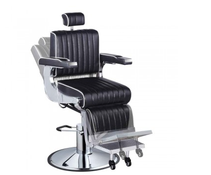 Belgrano classic barber chair featuring traditional styling, a sturdy metal base, and cushioned seating.