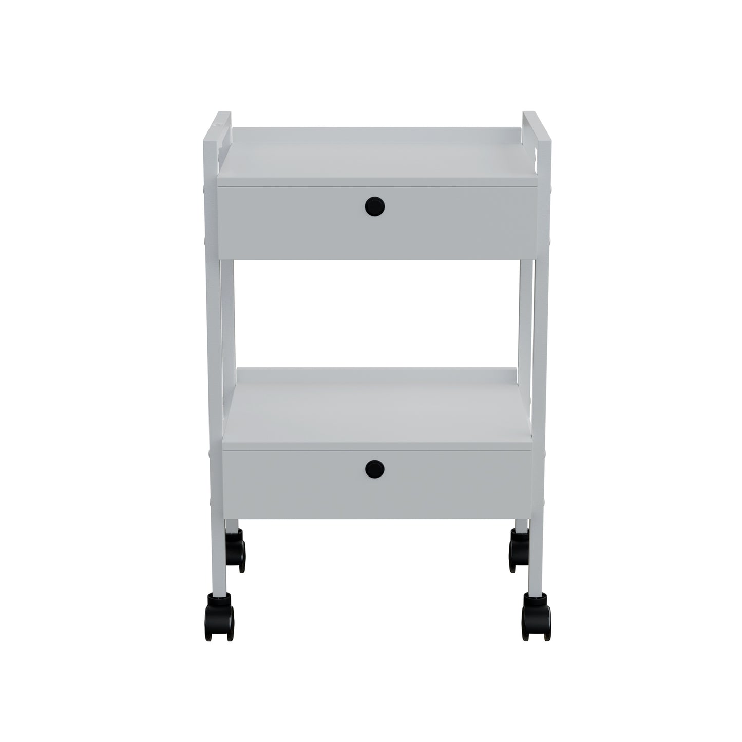 Spa Numa DANTE DELUXE Beauty Trolley Cart with 2 Locking Drawers – White Lacquered Spa and Salon Storage Trolley with Magnifying Lamp Holder