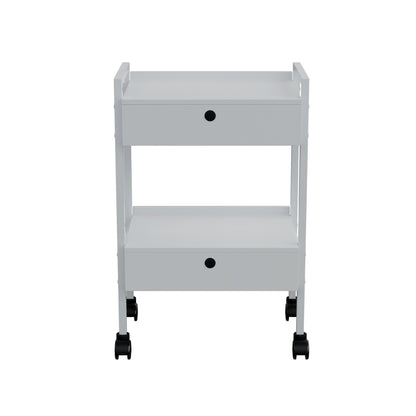 Spa Numa DANTE DELUXE Beauty Trolley Cart with 2 Locking Drawers – White Lacquered Spa and Salon Storage Trolley with Magnifying Lamp Holder