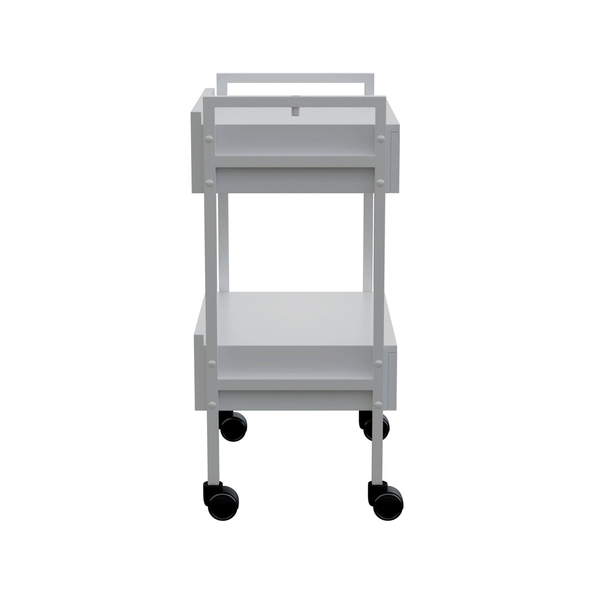 Spa Numa DANTE DELUXE Beauty Trolley Cart with 2 Locking Drawers – White Lacquered Spa and Salon Storage Trolley with Magnifying Lamp Holder